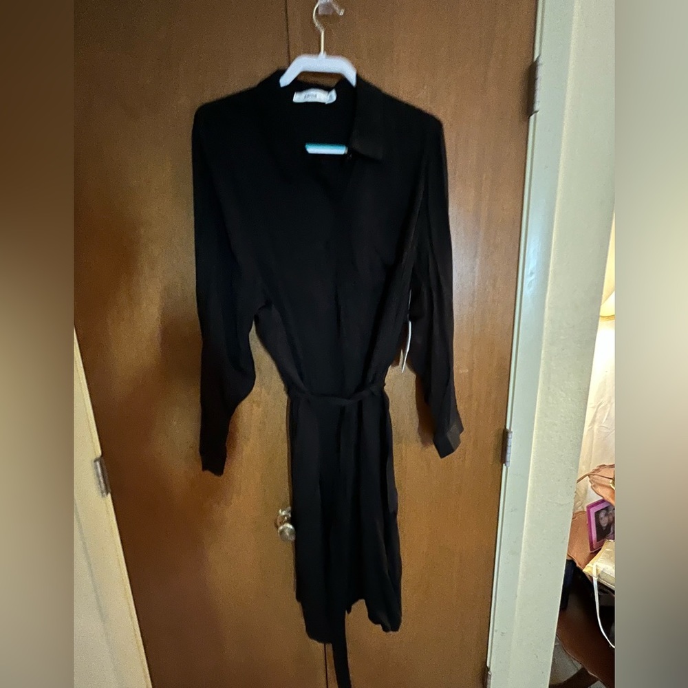 NWT JustFab Black Business Casual 3XL Long Shirt Dress | Plus Size Professional